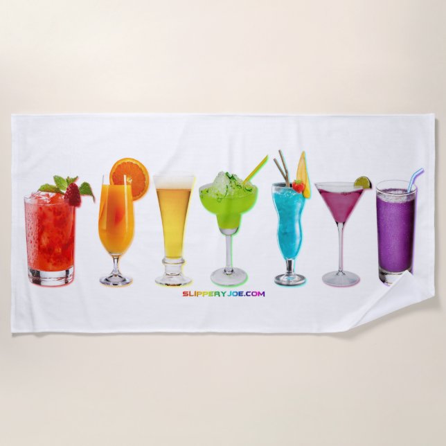 SlipperyJoe's cheers alcohol cocktails LGBTQIA gay Beach Towel (Front)