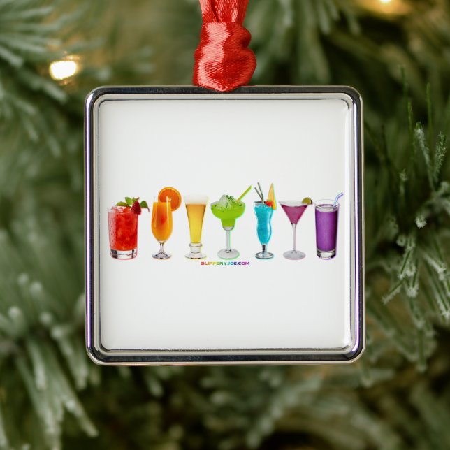 SlipperyJoe's cheers alcohol cocktails LGBTQIA gay Metal Ornament (Tree)