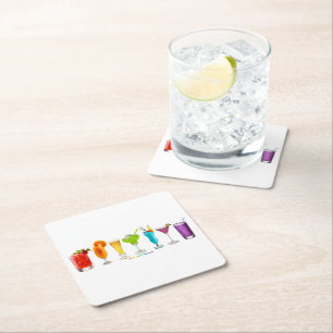 SlipperyJoe's cheers alcohol cocktails LGBTQIA gay Square Paper Coaster