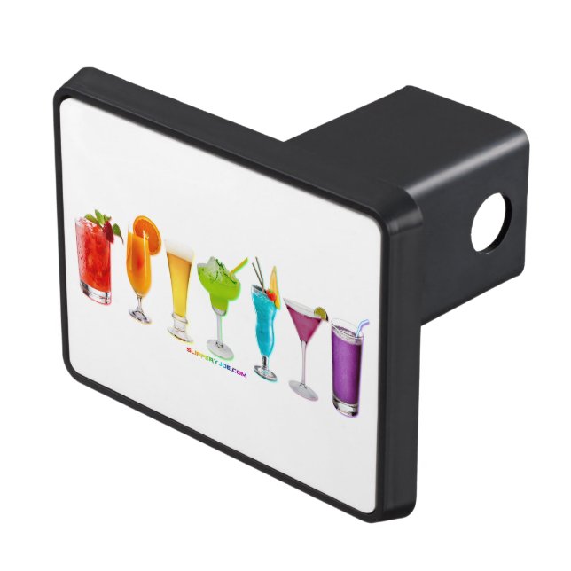 SlipperyJoe's cheers alcohol cocktails LGBTQIA gay Trailer Hitch Cover (Top Right)