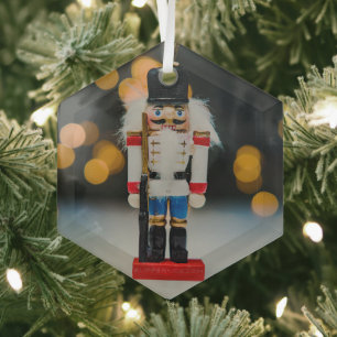 SlipperyJoe's Christmas classic nutcracker ornamen Glass Ornament
