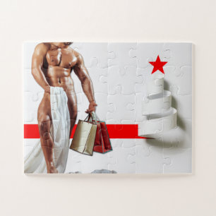 SlipperyJoe's Christmas shopping white paper spira Jigsaw Puzzle