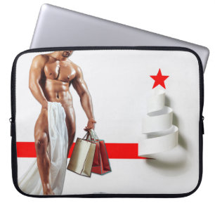 SlipperyJoe's Christmas shopping white paper spira Laptop Sleeve