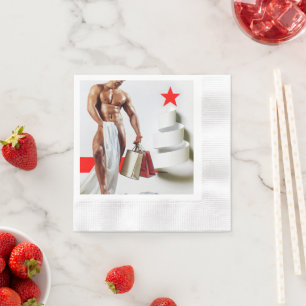 SlipperyJoe's Christmas shopping white paper spira Napkin