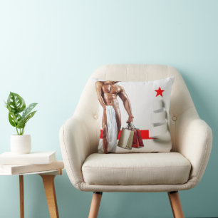 SlipperyJoe's Christmas shopping white paper spira Throw Pillow