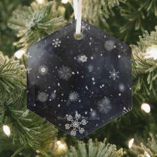 SlipperyJoe's Christmas winter magical peaceful at Glass Ornament