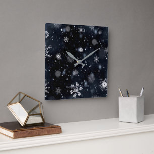 SlipperyJoe's Christmas winter magical peaceful at Square Wall Clock
