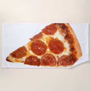 SlipperyJoe's classic pepperoni pizza slice melted Beach Towel