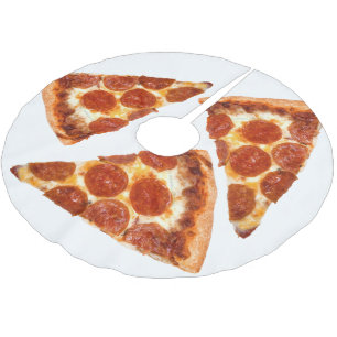 SlipperyJoe's classic pepperoni pizza slice melted Brushed Polyester Tree Skirt