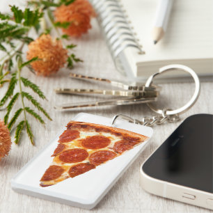 SlipperyJoe's classic pepperoni pizza slice melted Keychain
