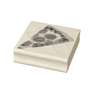 SlipperyJoe's classic pepperoni pizza slice melted Rubber Stamp