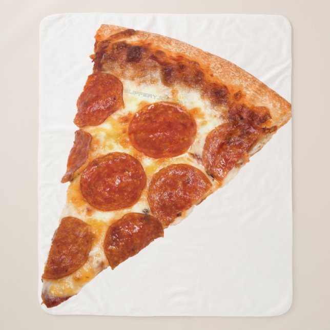 SlipperyJoe's classic pepperoni pizza slice melted Sherpa Blanket (Front)
