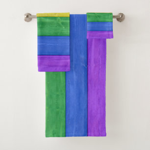SlipperyJoe's classic rainbow tactile handcrafted Bath Towel Set