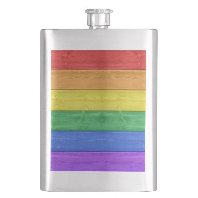 SlipperyJoe's classic rainbow tactile handcrafted  Hip Flask (Front)