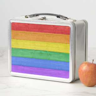 SlipperyJoe's classic rainbow tactile handcrafted  Metal Lunch Box