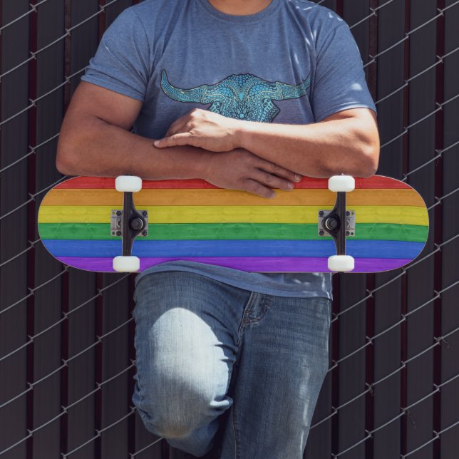 SlipperyJoe's classic rainbow tactile handcrafted  Skateboard (Outdoor 3)