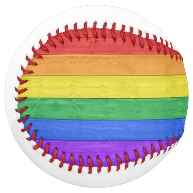 SlipperyJoe's classic rainbow tactile handcrafted  Softball (Front Left)