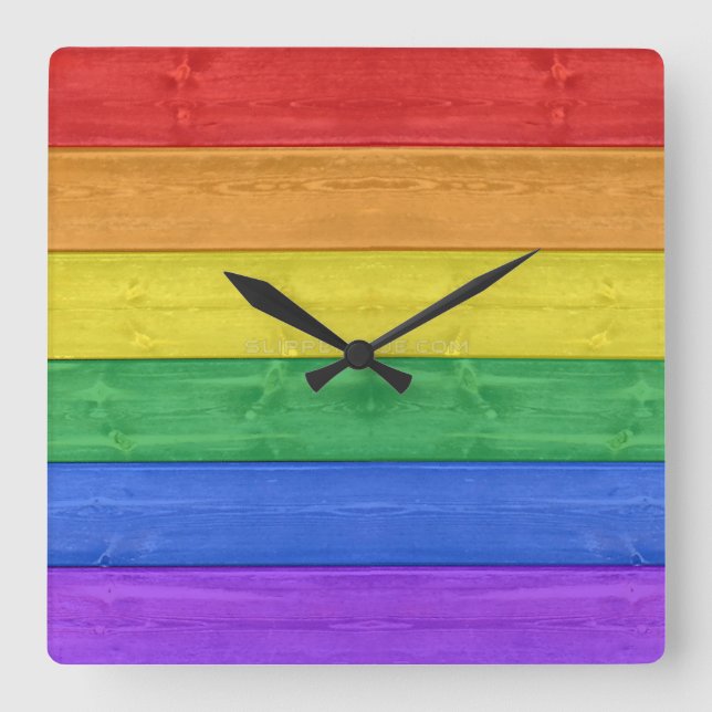 SlipperyJoe's classic rainbow tactile handcrafted  Square Wall Clock (Front)