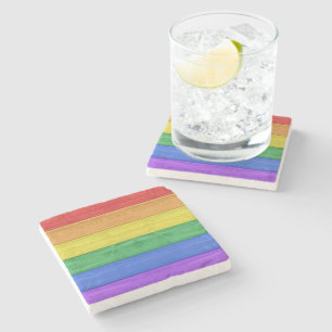 SlipperyJoe's classic rainbow tactile handcrafted Stone Coaster