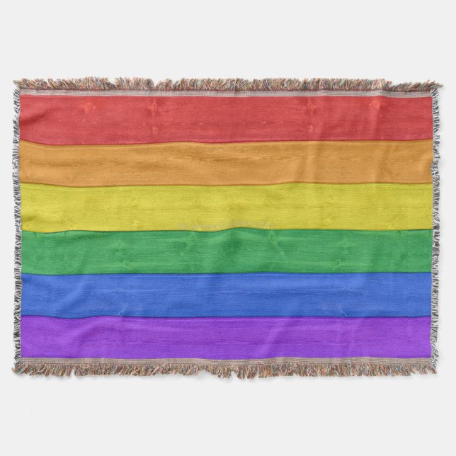 SlipperyJoe's classic rainbow tactile handcrafted  Throw Blanket (Front)