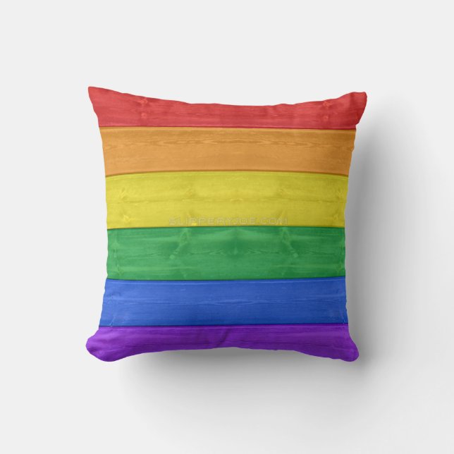 SlipperyJoe's classic rainbow tactile handcrafted  Throw Pillow (Front)