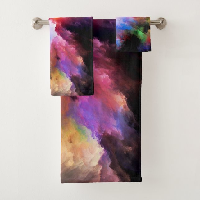 SlipperyJoe's cloud artwork abstract vibrant surre Bath Towel Set (Insitu)