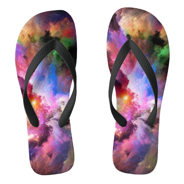 SlipperyJoe's cloud artwork abstract vibrant surre Flip Flops (Footbed)
