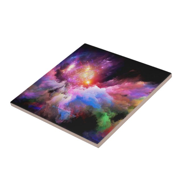 SlipperyJoe's cloud artwork abstract vibrant surre Tile (Side)