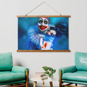 SlipperyJoe's clown outfit Happy Halloween blood k Hanging Tapestry