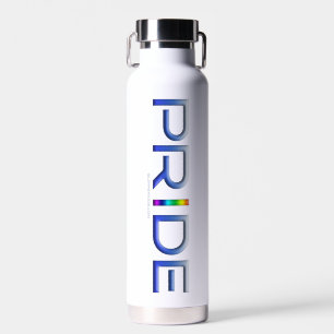 SlipperyJoe's Colorful Pride word blue rainbow col Water Bottle