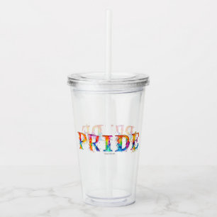 SlipperyJoe's colourful creative Pride-themed text Acrylic Tumbler