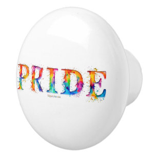 SlipperyJoe's colourful creative Pride-themed text Ceramic Knob