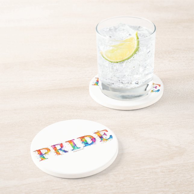 SlipperyJoe's colourful creative Pride-themed text Coaster (Side)