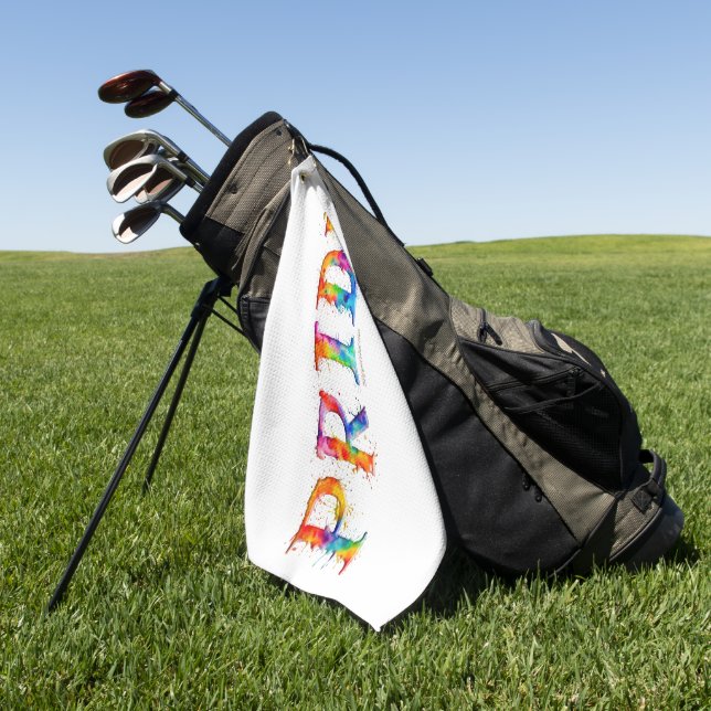 SlipperyJoe's colourful creative Pride-themed text Golf Towel (Green)