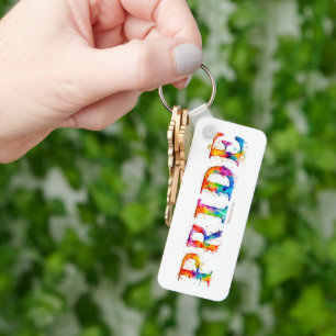 SlipperyJoe's colourful creative Pride-themed text Keychain