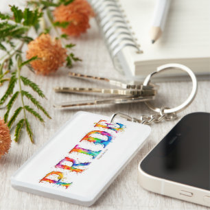 SlipperyJoe's colourful creative Pride-themed text Keychain