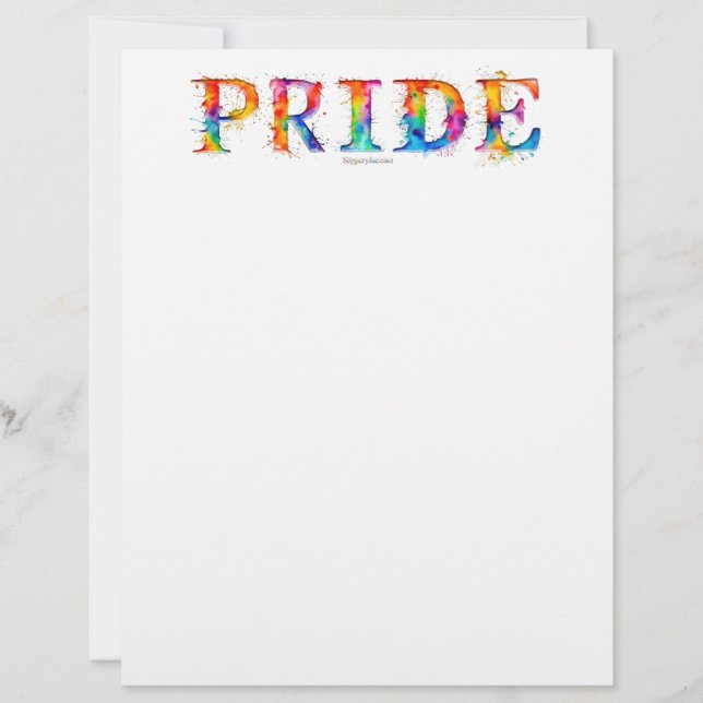 SlipperyJoe's colourful creative Pride-themed text Letterhead (Front)