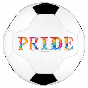 SlipperyJoe's colourful creative Pride-themed text Soccer Ball