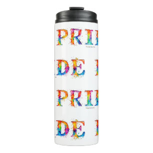 SlipperyJoe's colourful creative Pride-themed text Thermal Tumbler