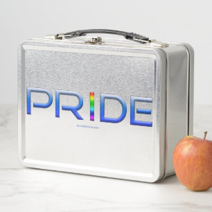 SlipperyJoe's Colourful Pride word bold metallic b Metal Lunch Box