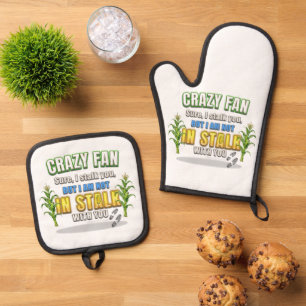 SlipperyJoe's corn stalks follow someone crazy fan Oven Mitt & Pot Holder Set