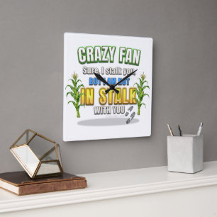 SlipperyJoe's corn stalks follow someone crazy fan Square Wall Clock