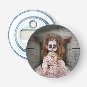 SlipperyJoe's creepy doll pale face creepy blood d Bottle Opener