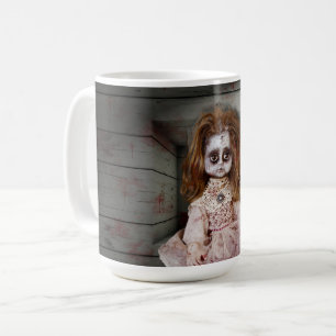SlipperyJoe's creepy doll pale face creepy blood d Coffee Mug