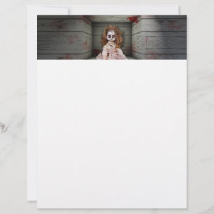SlipperyJoe's creepy doll pale face creepy blood d Letterhead