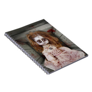 SlipperyJoe's creepy doll pale face creepy blood d Notebook