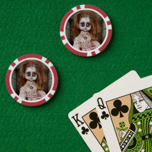 SlipperyJoe's creepy doll pale face creepy blood d Poker Chips
