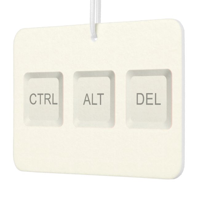 SlipperyJoe's CTRL ALT DEL buttons three white com Air Freshener (Left)