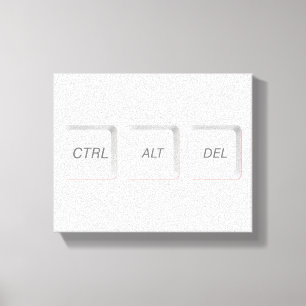 SlipperyJoe's CTRL ALT DEL buttons three white com Canvas Print