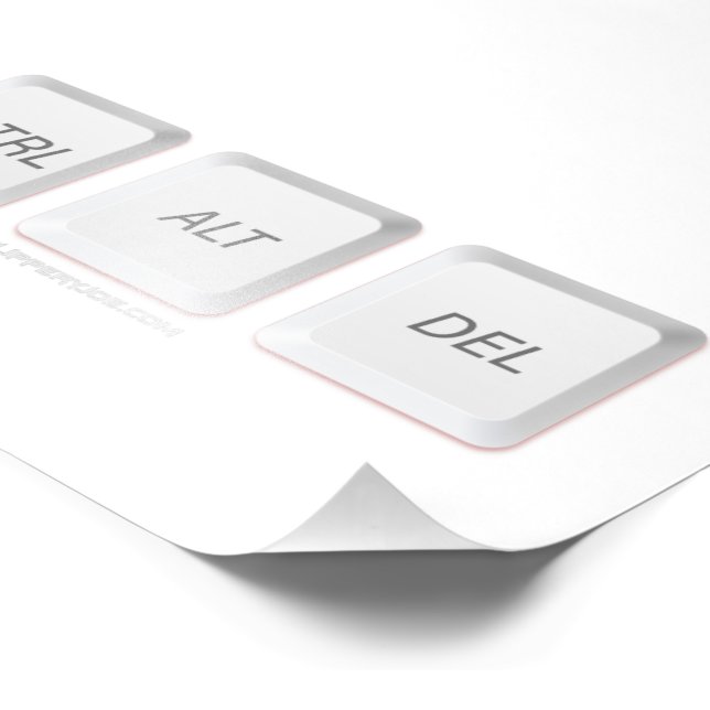 SlipperyJoe's CTRL ALT DEL buttons three white com Photo Print (Corner)